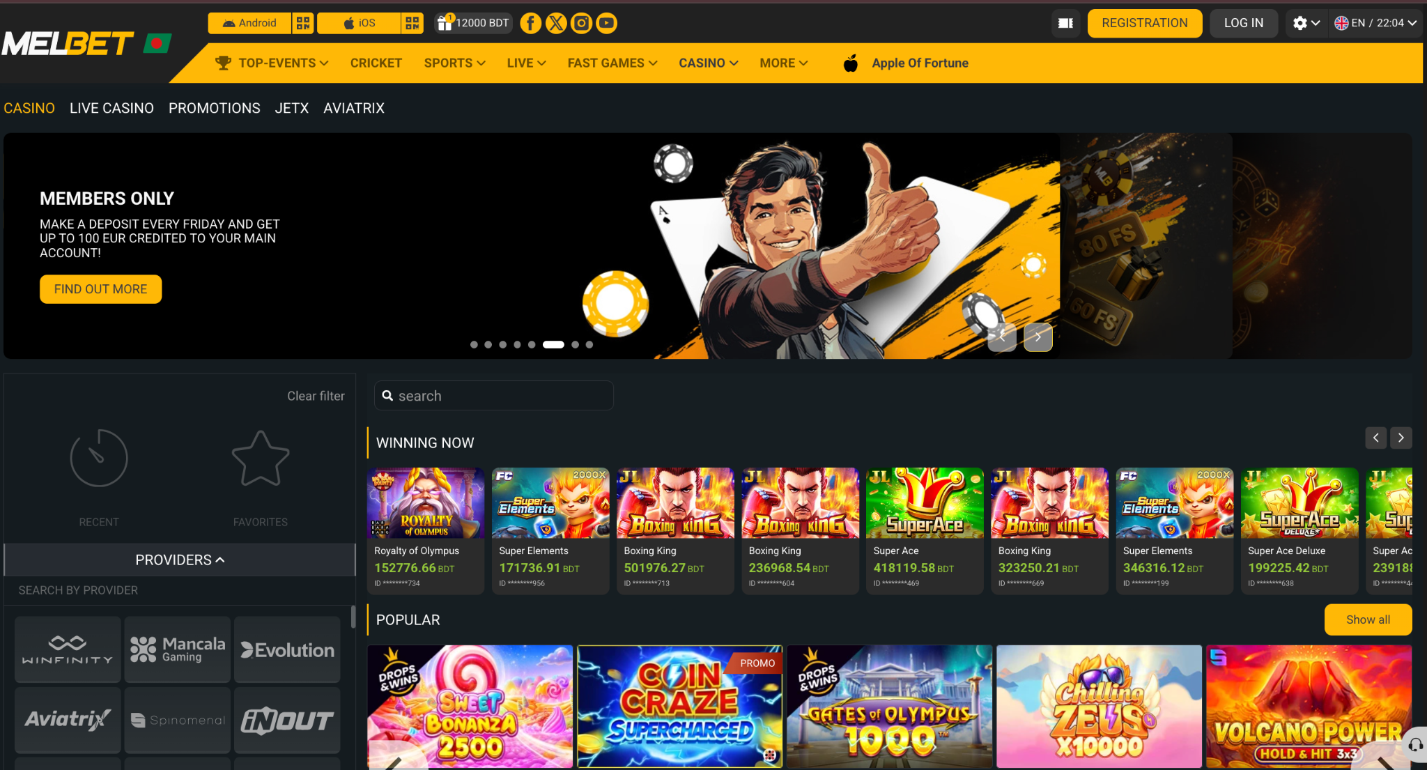 MelBet Casino Bangladesh Casino Games Interface